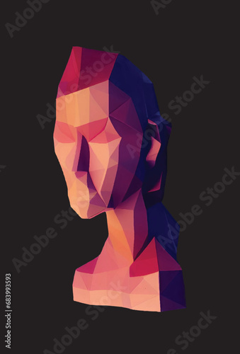 woman's head made of polygons, abstraction