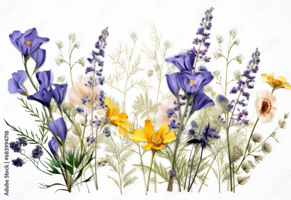Naklejka premium Exquisite Floral Delights: Captivating Blue & White Display! Generative AI