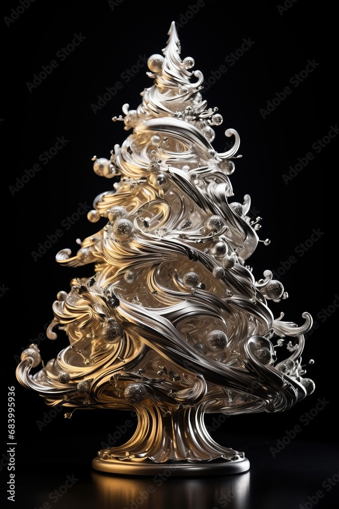 Unveiling the Elegance of a Silver Christmas Tree in a Unique Style Generative AI