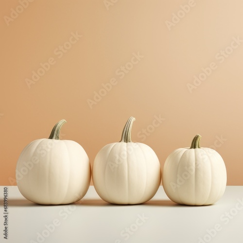 Experience a Unique Twist to Halloween: Captivating Trio of White Pumpkins! Generative AI