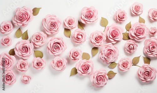 Uncover the Enchanting Beauty of Diverse Pink Roses: A Mesmerizing Display Against White Generative AI