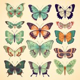 Chic Vintage Retro Butterfly Design: Perfect For Trendy T-shirt Creations Generative AI