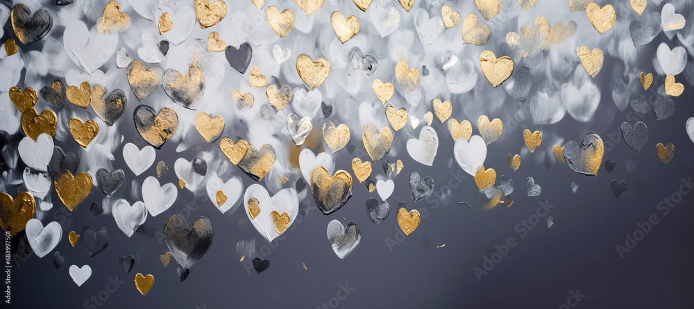 Heart shape paints banner. Generative AI - obrazy, fototapety, plakaty 