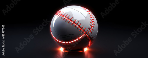 banner of baseball ball sports soccer, football , hand ball background poster in glossy futuristic design, glowing neon details mechanical look for cyber online gaming tournaments compotation play