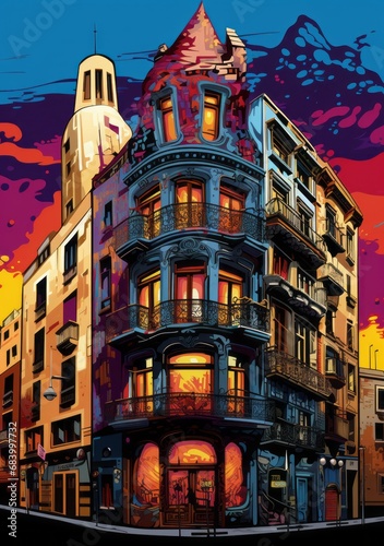 Unveiling Barcelona's Technicolor Architectural Wonders: A Visual Extravaganza! Generative AI