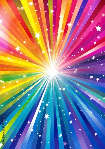 Mesmerizing 3D Spectrum: A Dance of Rainbow Rays and Stars Generative AI