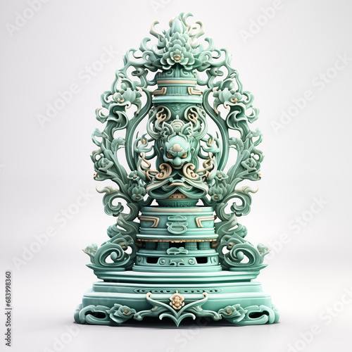Heilige Jade: Fotorealistische Skulptur auf Weiß