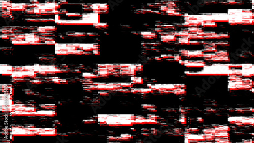 Glitch distorted black texture background. Modern effect of damaged wallpaper noisy squares. For game screens, web-sites, designs, banners and business. 3D rendering.