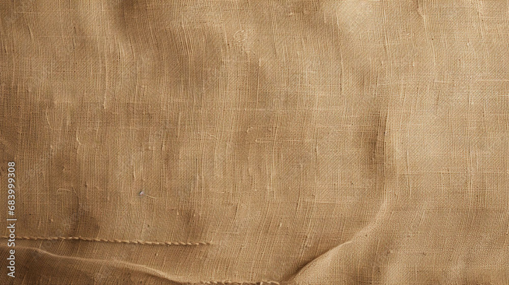 Gros plan, zoom sur un morceau de tissu beige. Tissu, textile, matière. Pour conception et création graphique. - obrazy, fototapety, plakaty 