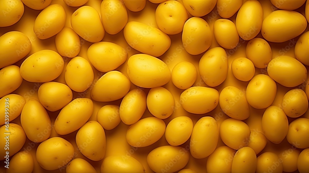 A solid background made of yellow potatoes A solid background made of yellow potatoes