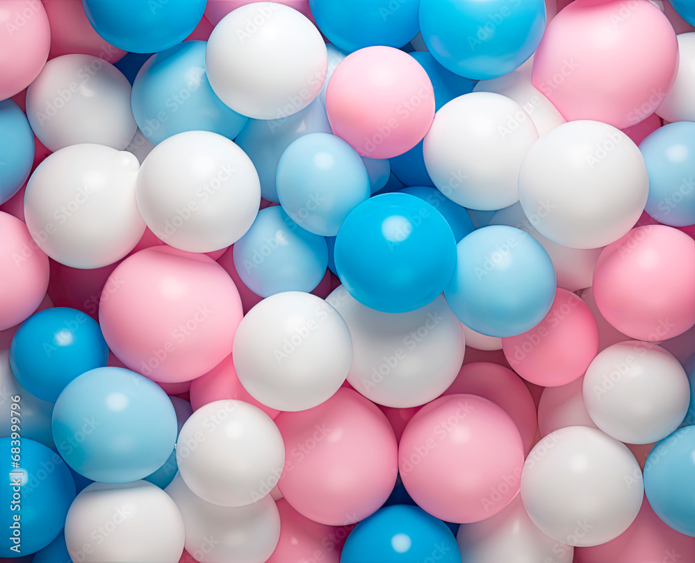 Glossy Pink, Blue, and White Balloon Mosaic