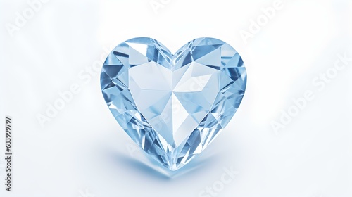 Light Blue Crystal Heart on White Background