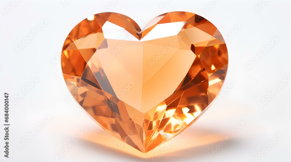 Light Orange Crystal Heart on White Background Light Orange Crystal Heart on White Background