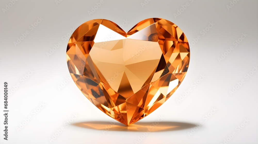 Light Orange Crystal Heart on White Background Light Orange Crystal Heart on White Background