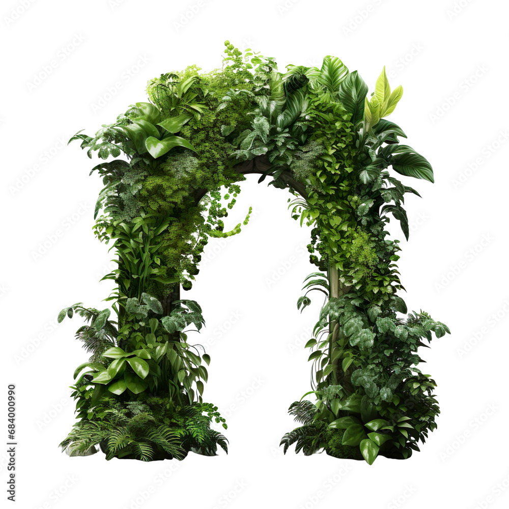 3D render vertical garden arch isolated on transparent background. - obrazy, fototapety, plakaty 