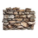 Old ancient stone wall isolated on transparent background.