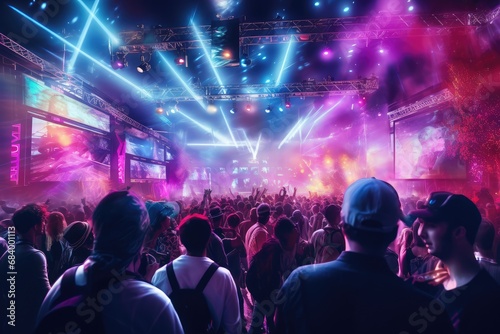 Neon colors music festival full of people © BrandwayArt