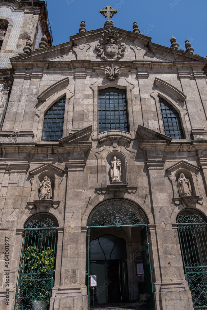 The Church of the Carmelites (Igreja dos Carmelitas Descalcos, XVII century) located at Carlos Alberto Square in the parish of Vitoria, in city of Porto, Portugal.