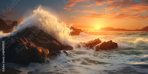 sunset over the sea,Crest Image,Beautiful Ocean Waves Images,