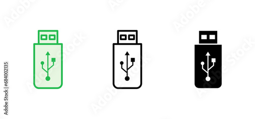 Usb icon set. Flash disk icon vector