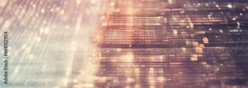 Abstract business modern city urban futuristic architecture background, motion blur, reflection in glass of high rise skyscraper facade, toned blue picture with bokeh. Real estate concept
