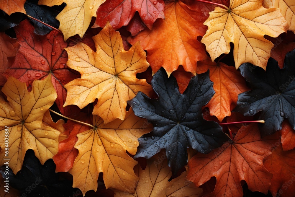 Colorful Leaves Covering the Ground Surrounded by a Serene Natural Generative AI Colorful Leaves Covering the Ground Surrounded by a Serene Natural Generative AI