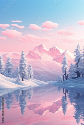 Immerse Yourself in a Stunning 3D Winter Landscape: Unleashing the Serenity of Snow Generative AI
