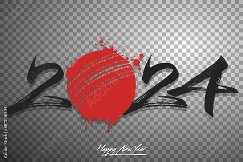 Happy New Year 2024 and cricket ball
