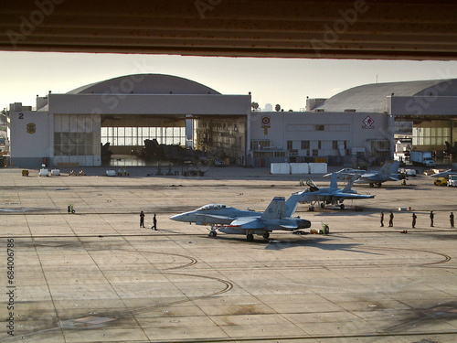 fighter jets and hangar