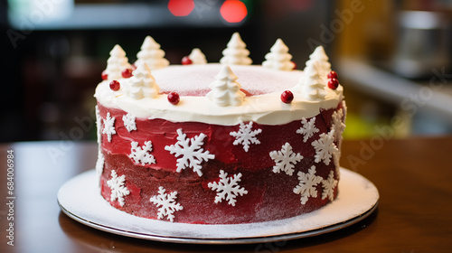yummy cake with christmas decoration