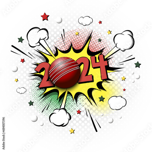 Happy New Year 2024 and cricket ball