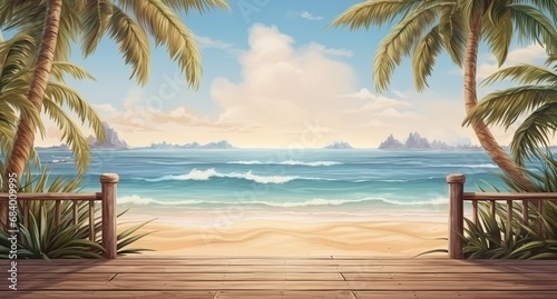 Discover Paradise  Stunning Views of Sandy Beaches Framed by Majestic Palm Trees Generative AI