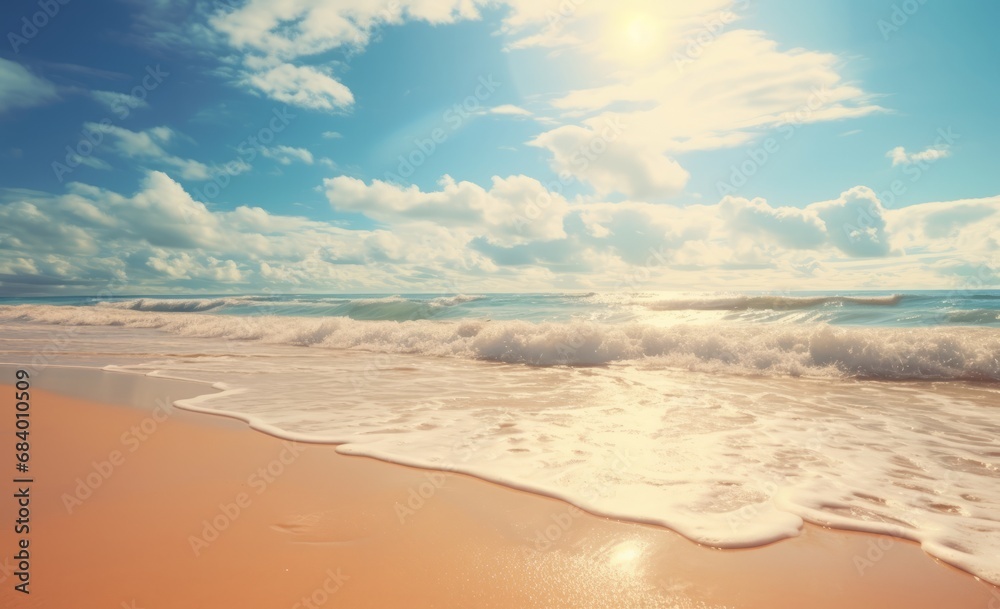 Embrace the Warmth: A Glorious Summer Sun Illuminating Pristine Sandy Beaches! Generative AI