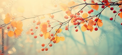 Exploring Nature's Palette: Vibrant Leaves & Berries Unveiled Generative AI