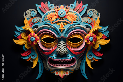 Intricate paper art masks inspired by different cultures, showcasing the diverse beauty of traditional craftsmanship. Ai Generated.NO.02