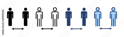 Social distance icon vector. social distancing sign and symbol. self quarantine sign photo