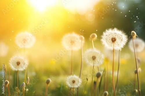 Breathtaking Sunlit Dandelions: Nature's Finest Masterpiece in Full Display Generative AI