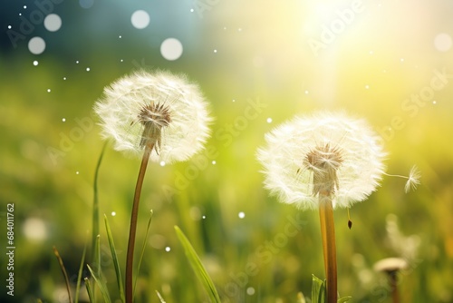 Radiant Sunshine Illuminating a Field of Blooming Dandelions - A Natural Wonder  Generative AI