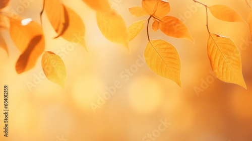 Captivating Autumn  Stunning Display of Fall Leaves on a Warm Orange Background Generative AI