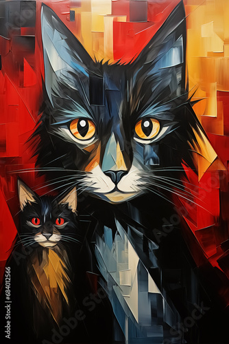 Abstract Cat Duo