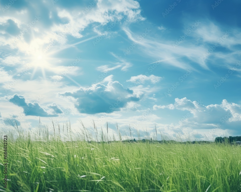 Breathtaking Panorama: A Symphony of Vibrant Green Grasslands under the Infinite Sky Generative AI Breathtaking Panorama: A Symphony of Vibrant Green Grasslands under the Infinite Sky Generative AI