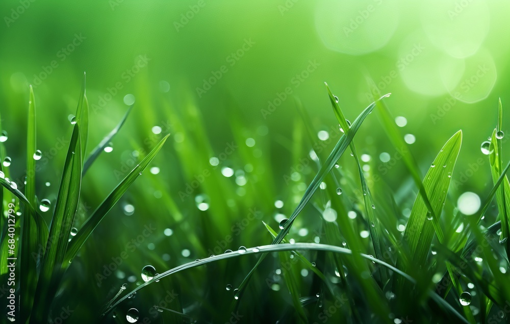 Discover the Enchanting Beauty of Dew Kissed Green Grass: A Majestic Dawn Scene Generative AI