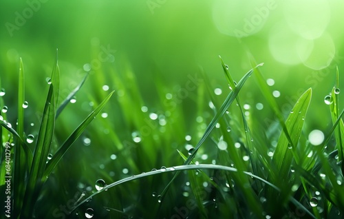 Discover the Enchanting Beauty of Dew Kissed Green Grass: A Majestic Dawn Scene Generative AI
