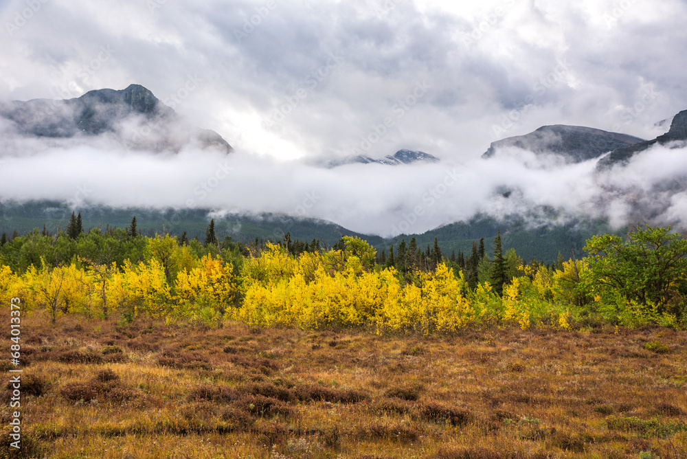 Obraz premium Misty Autumn Afternoon In Glacier National Park