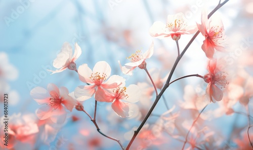 Radiant Light Bathing Enchanting Pink Flowers: Discover Nature's Beauty Generative AI