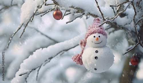 Charming Miniature Snowman Decor: Add a Winter Wonderland Charm to Your Space! Generative AI
