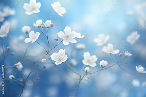 Discover the Serenity: Stunning White Florals Against Azure Sky Generative AI