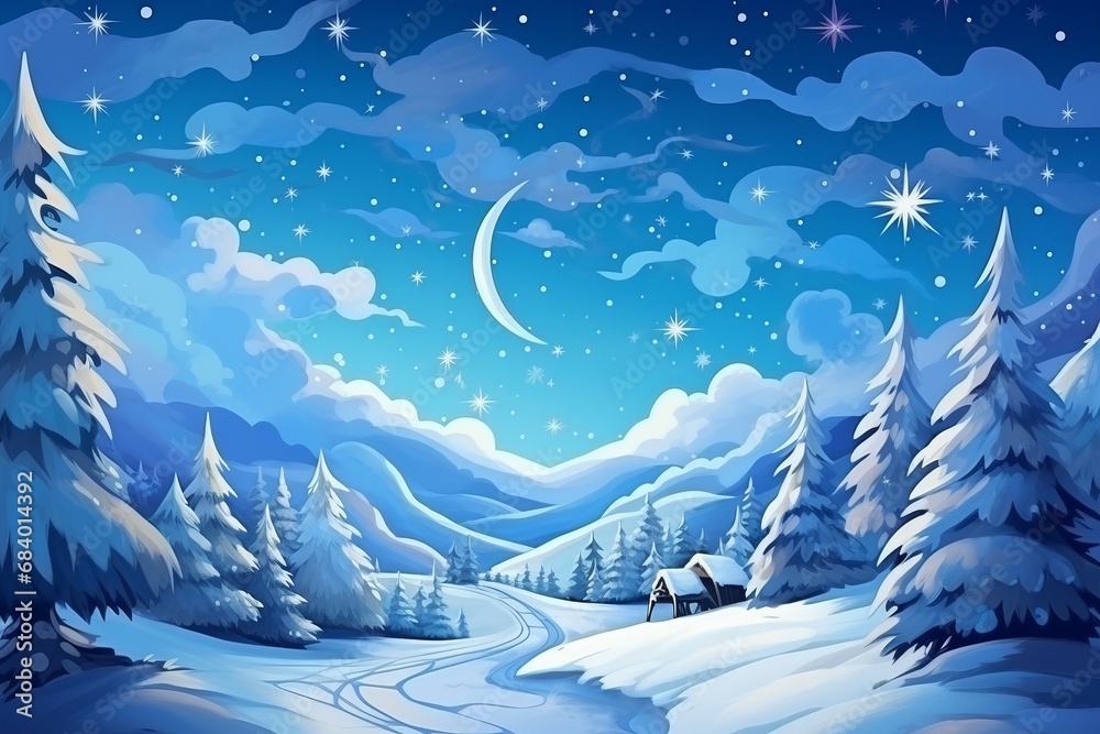 Obraz premium Experience a Whimsical Winter: Exquisite Snow-Covered Landscapes Captured in Unique Style Generative AI