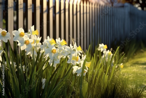 Unveiling the Vibrant Splendor  Daffodils Welcoming Spring near a Tranquil Fen Generative AI