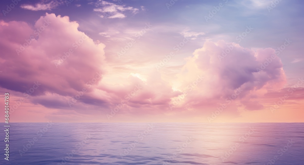 Enchanting Clouds over Ocean at Sunset: A Spectacular Natural Drama Generative AI